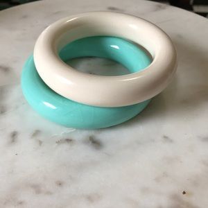 Jewelry - Vintage Soft Blue & White Bangle Bracelets Jewelry - Vintage Soft Blue & White Bangle Bracelets